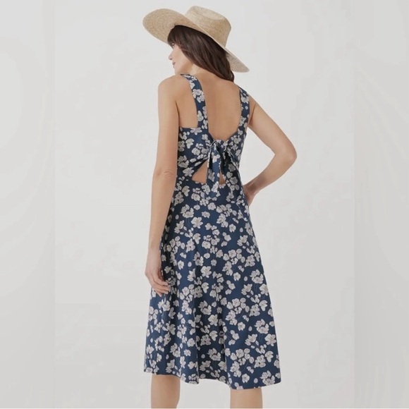 NWT Pact Organic Cotton Blend Tie Back Fit & Flare Dress Wild English Lavender - Picture 4 of 5